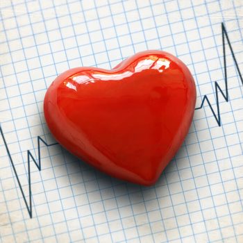 Cardiogram pulse trace and heart concept for cardiovascular medical exam